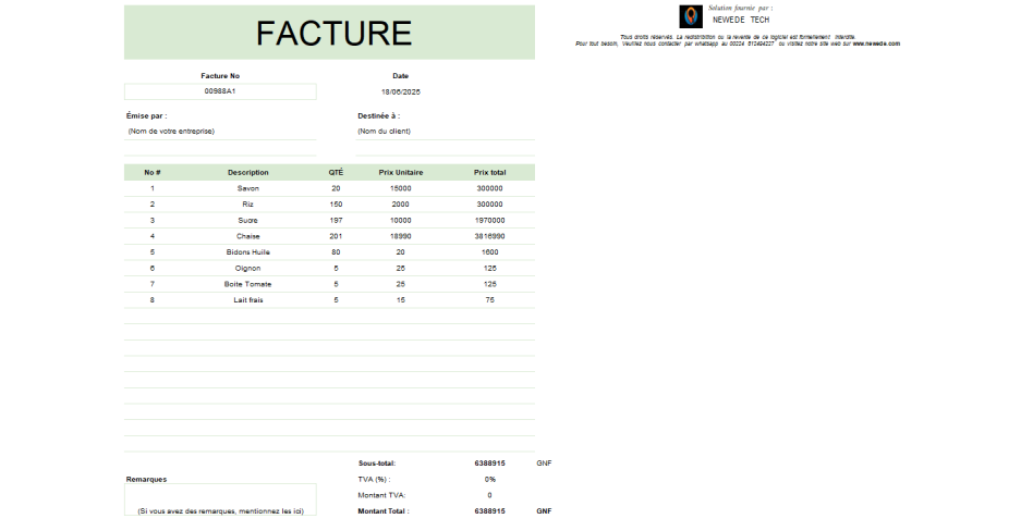 Application Excel Gestion Facture