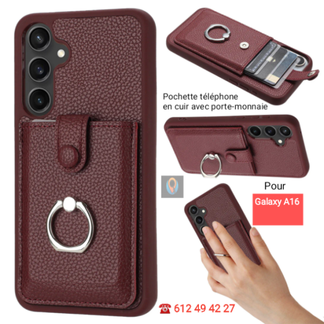 Pochette en cuir avec porte-monnaie